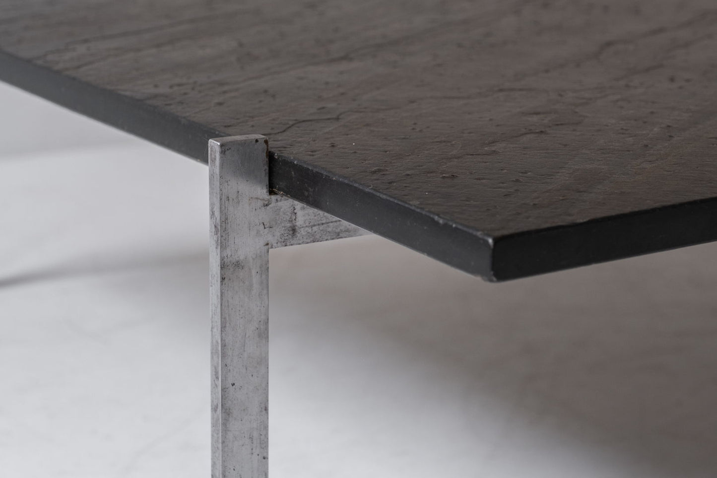 Square slate stone coffee table from the 1950s.