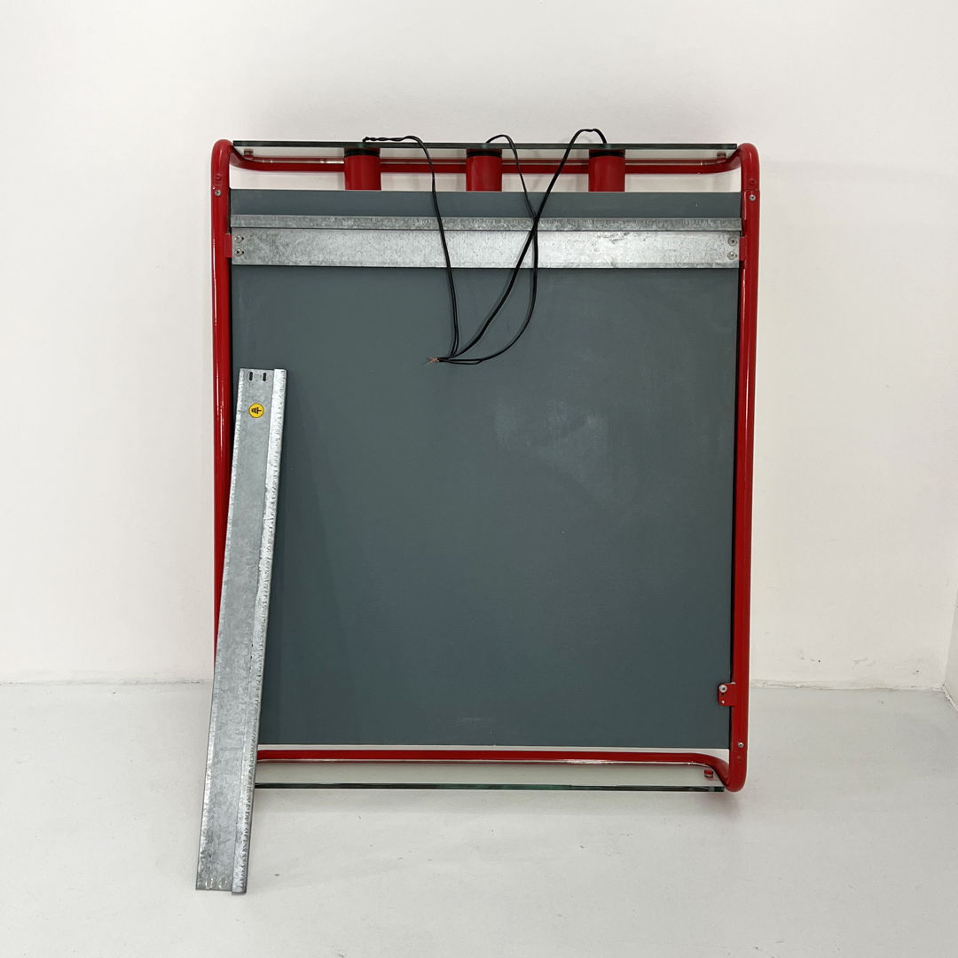 Large Red Vanity Mirror in Metal, 1970s