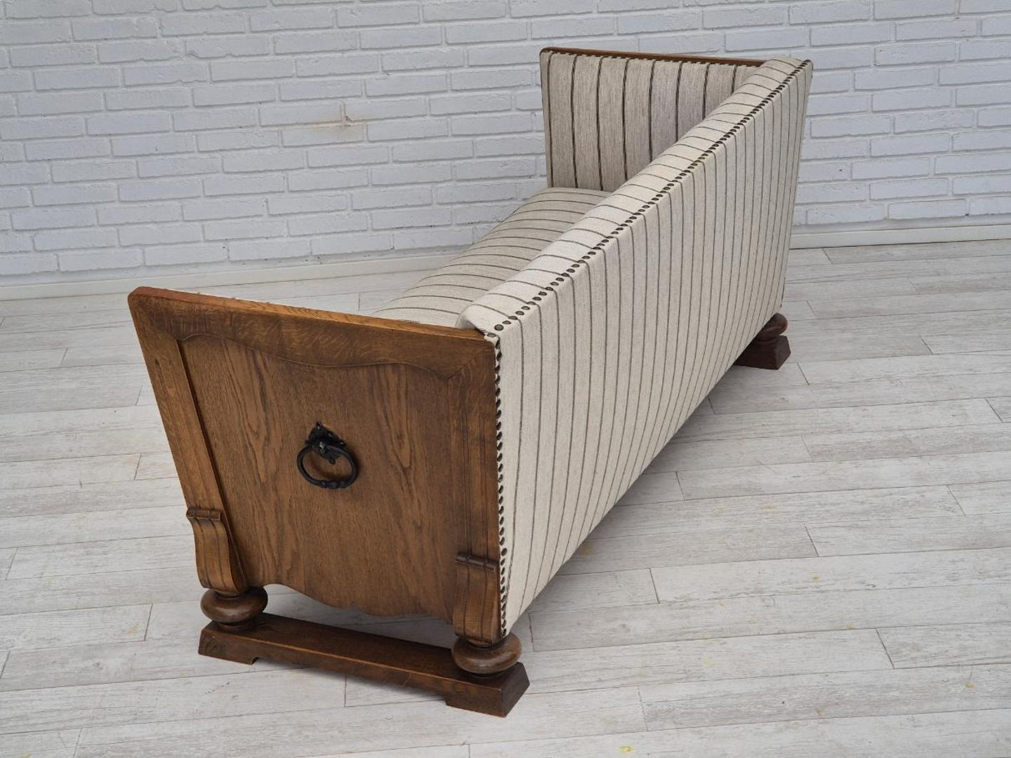 1950s, Danish 2 seater sofa in quality furniture wool, oak wood.