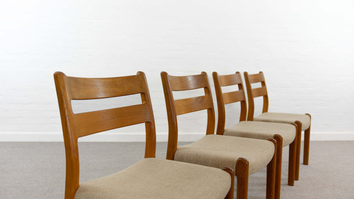 MID-CENTURY TEAK DINING CHAIRS BY EMC-Mobler, DENMARK, 60S, SET OF 4