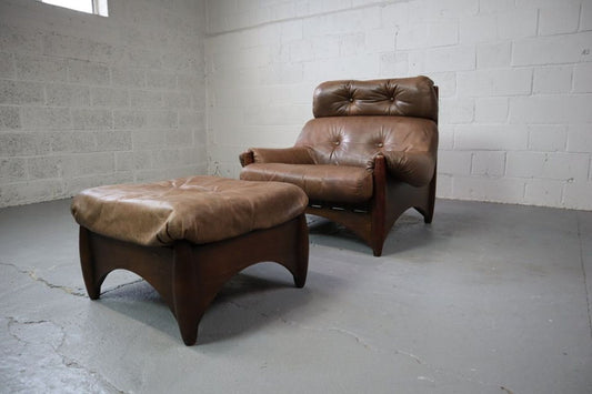 Ranger lounge chair with ottoman by Erik Deforce for Gervan Belgium, 1970.