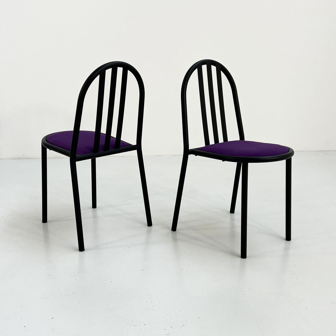 4 Purple Fabric No.222 Chairs by Robert Mallet-Stevens for Pallucco Italia, 1980