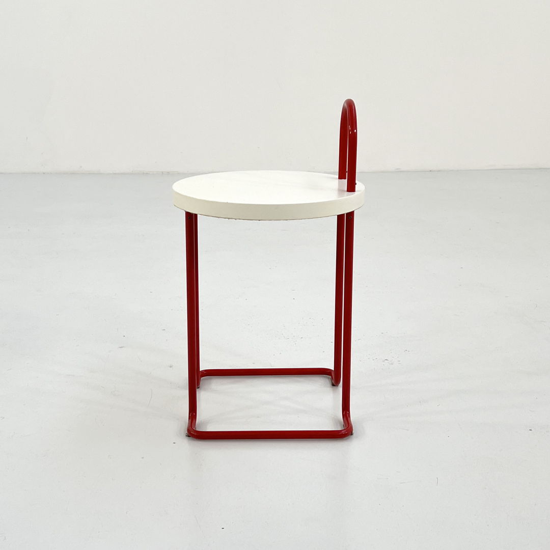 Red Bathroom Stool in Wood & Metal, 1980s