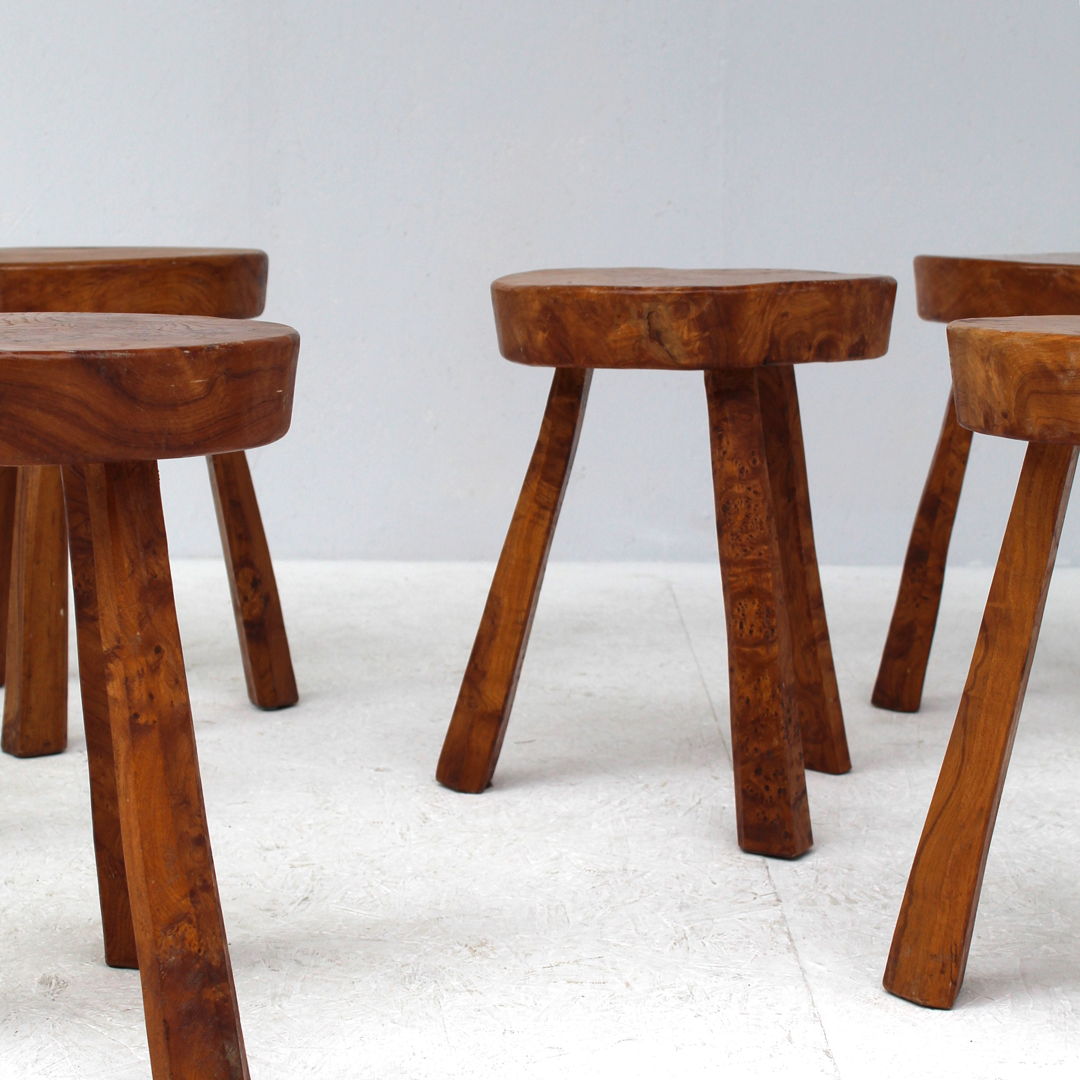 Set Burl wood stools