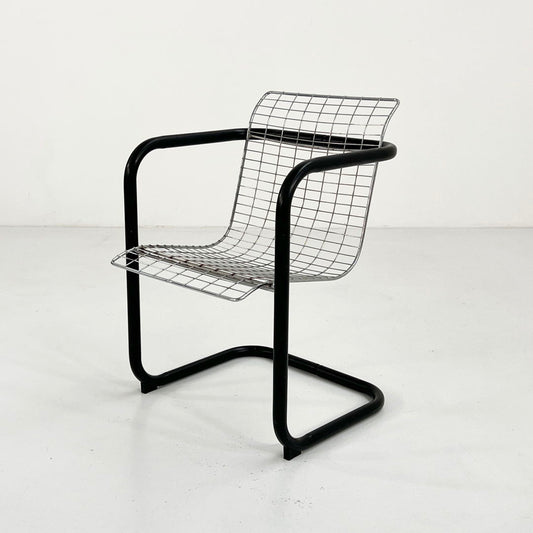 Black & Silver Wire Armchair, 1980s