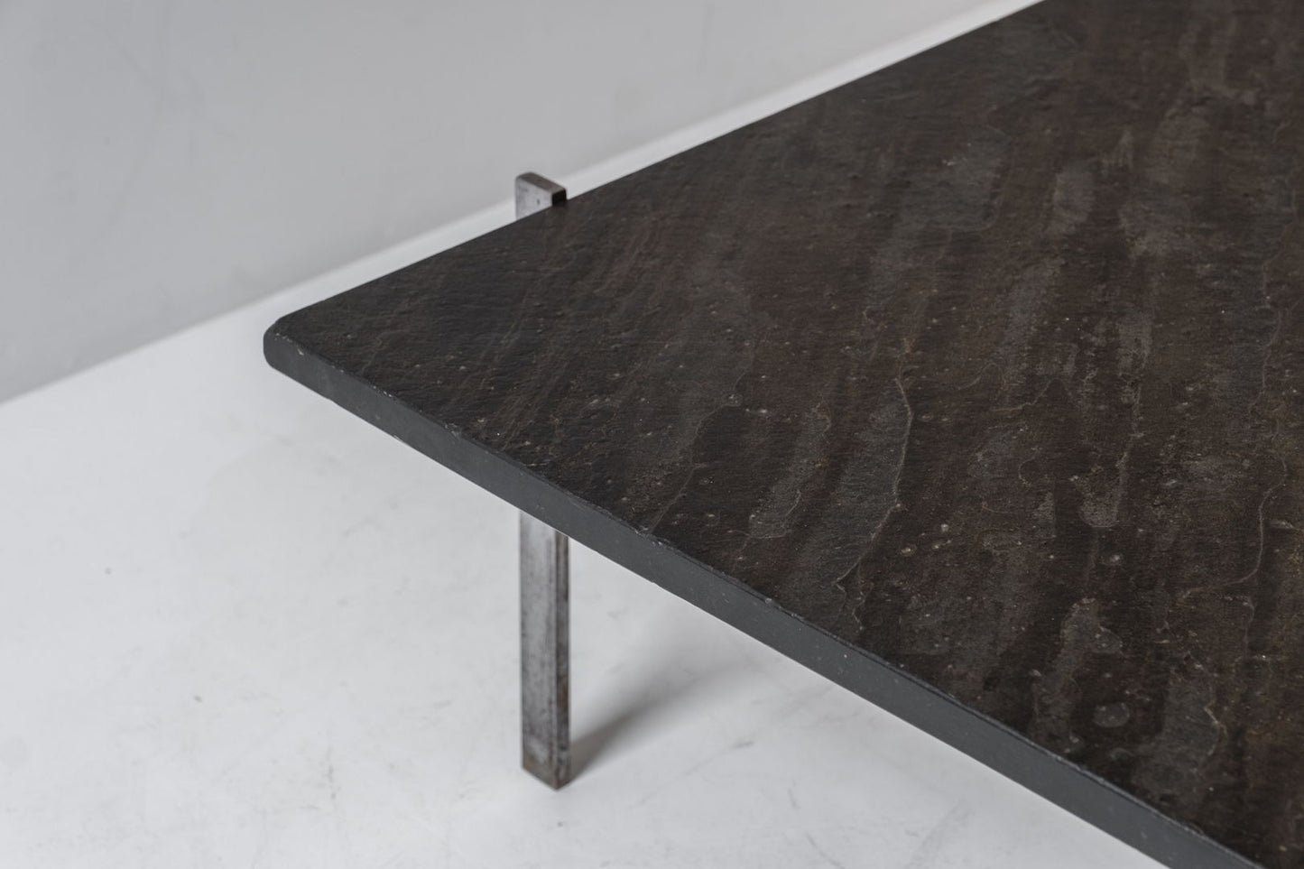 Square slate stone coffee table from the 1950s.