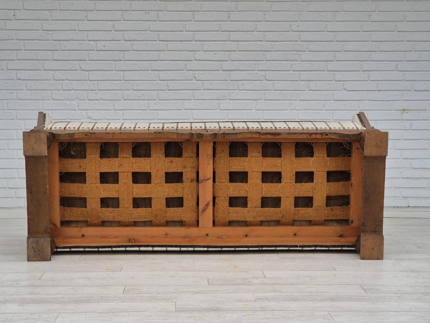 1950s, Danish 2 seater sofa in quality furniture wool, oak wood.