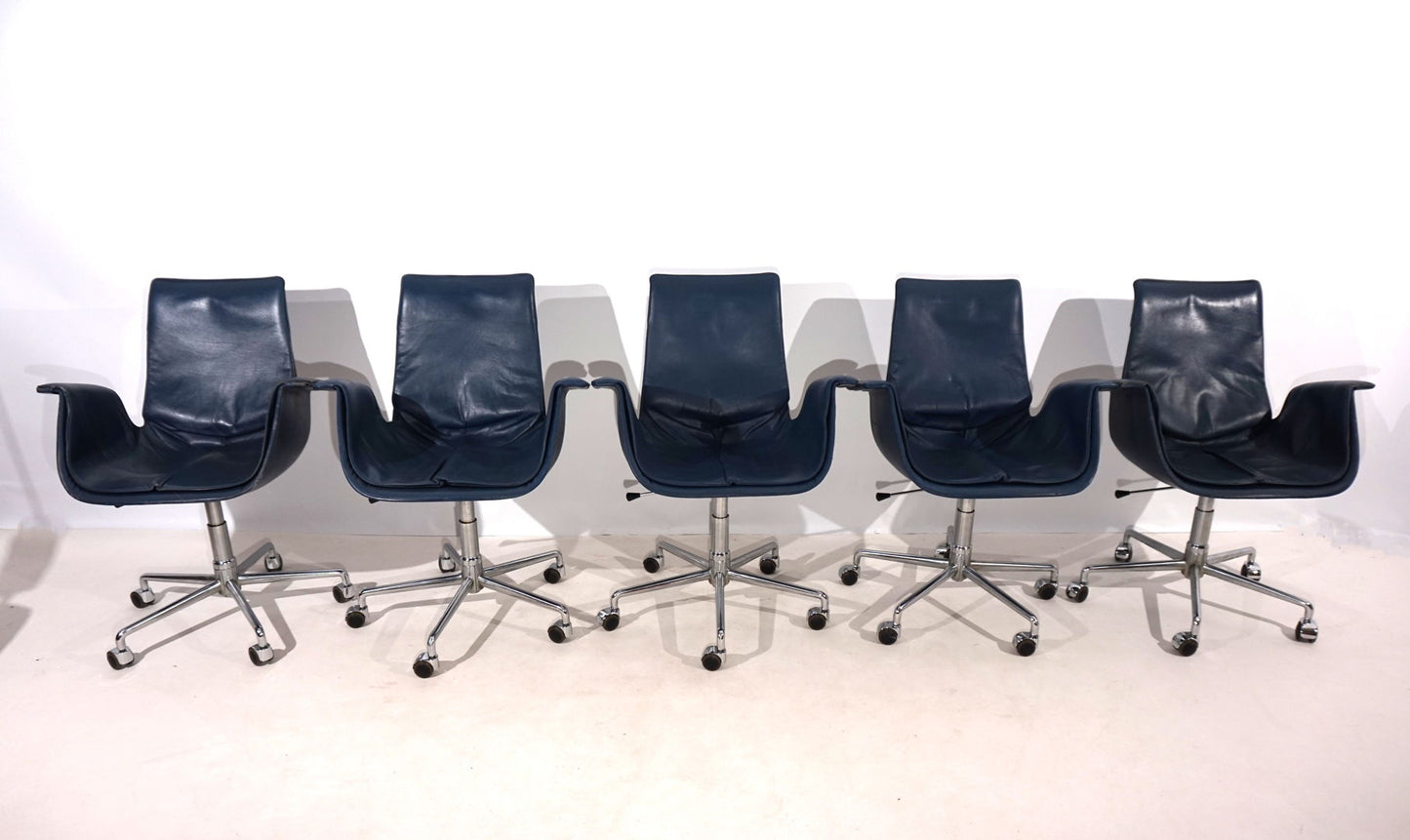 Set of 5 Kill International 6727 leather office chairs by Fabricius & Kastholm