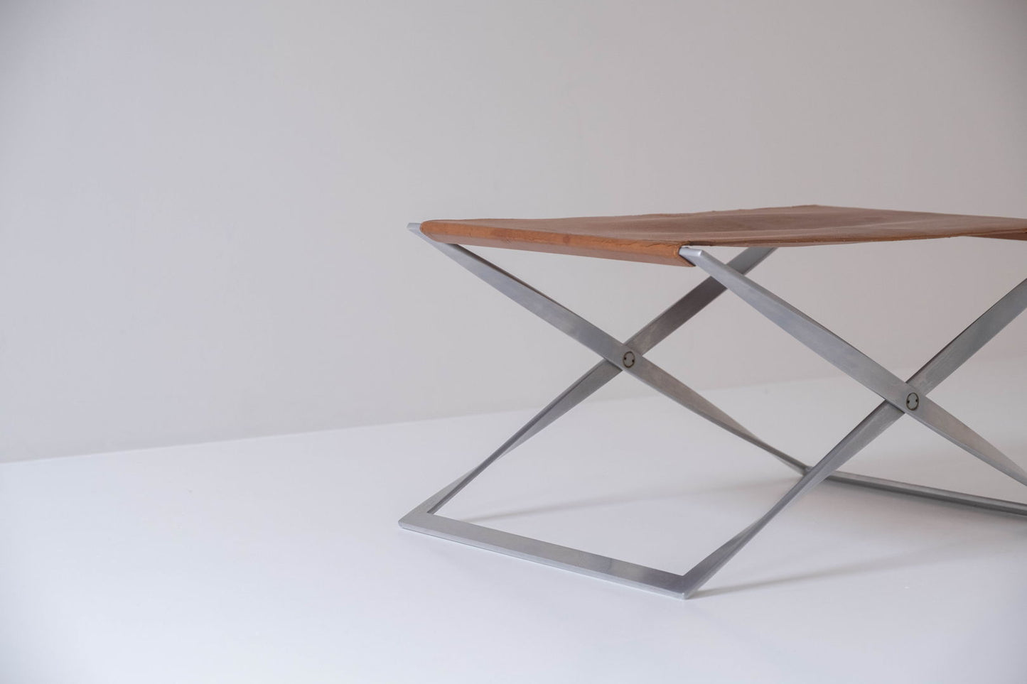 Iconic PK 91 folding stool designed by Poul Kjærholm and manufactured by E. Kold Christensen, Denmark 1961.