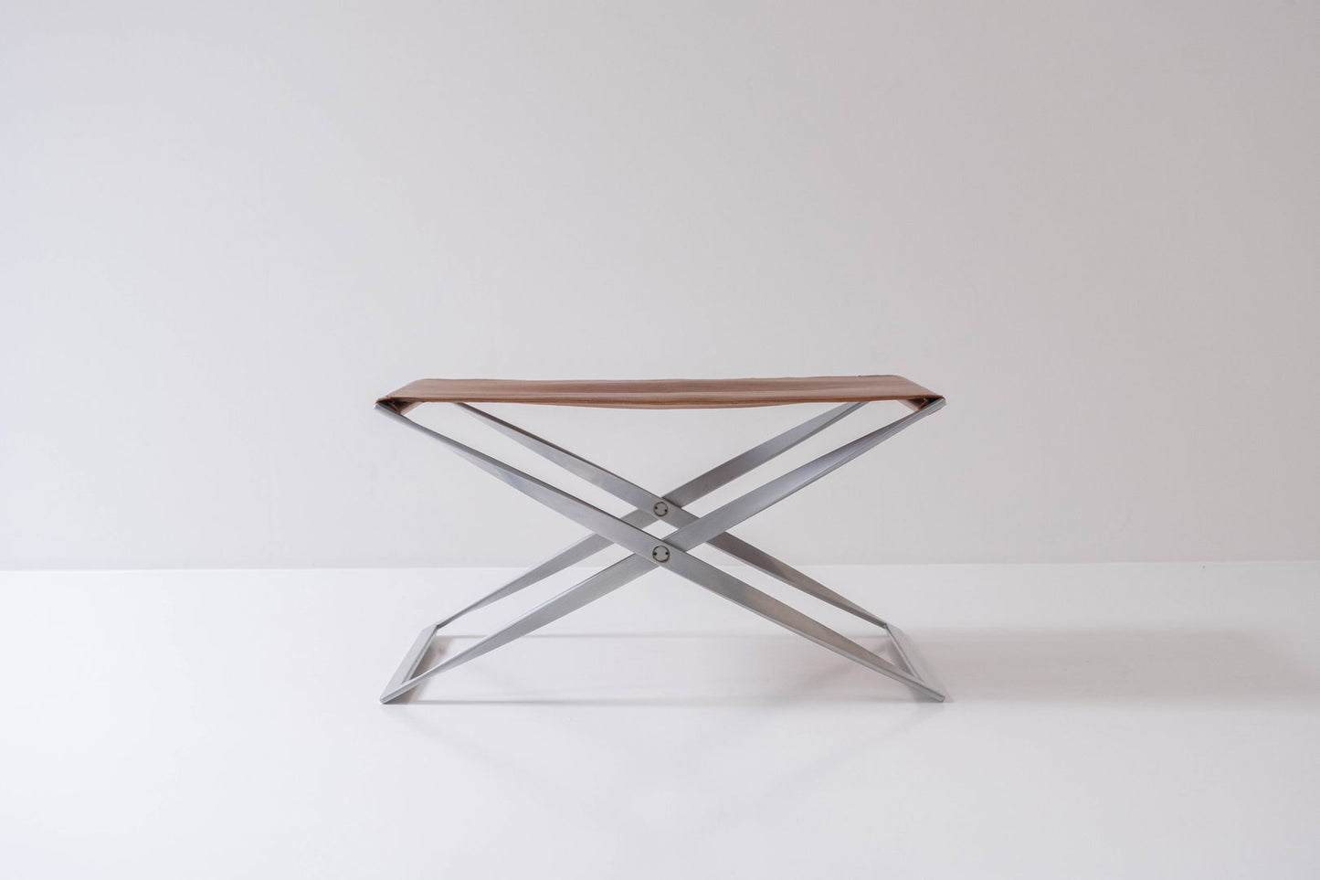 Iconic PK 91 folding stool designed by Poul Kjærholm and manufactured by E. Kold Christensen, Denmark 1961.