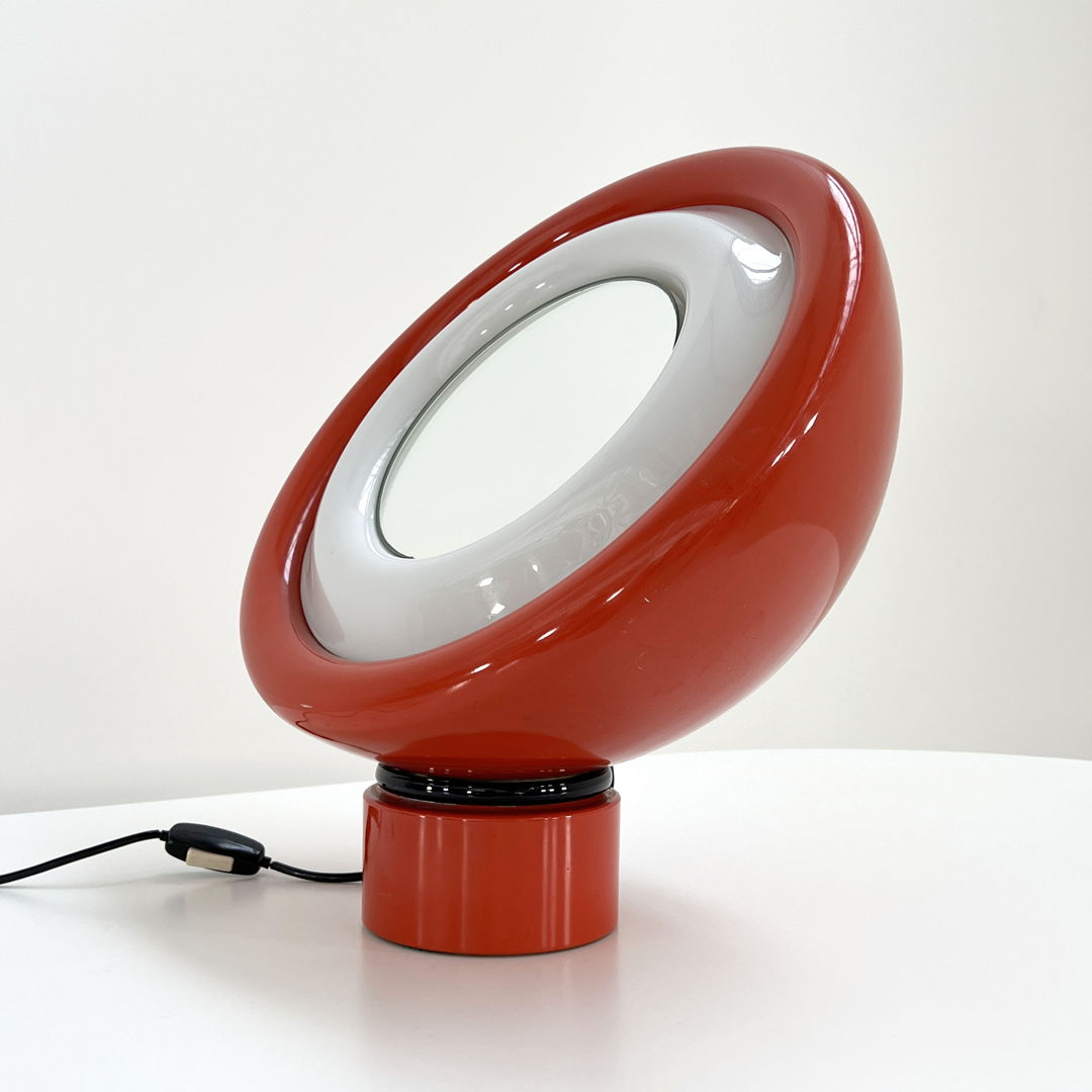 Red Rotating Mirror & Lamp by Elio Martinelli for Martinelli Luce, 1970s