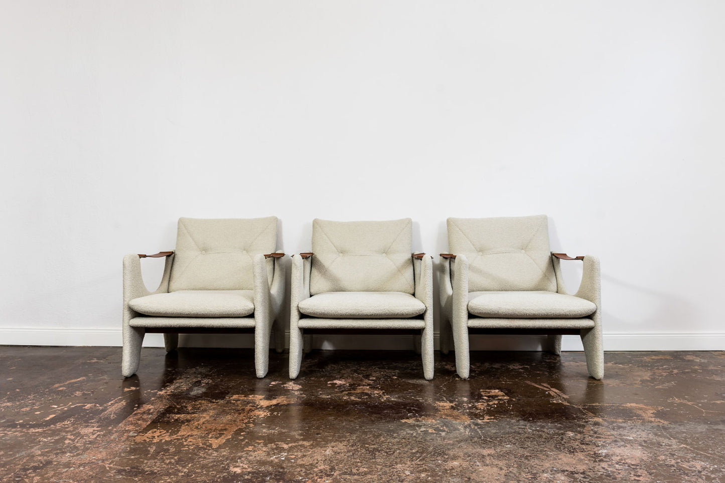 Set Of 3 Geometric Armchairs , Europe, 1970s