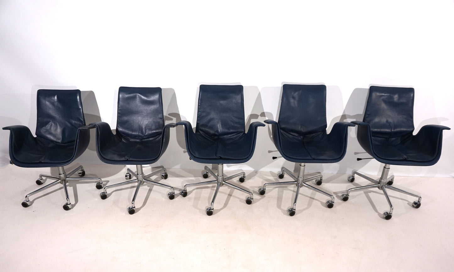 Set of 5 Kill International 6727 leather office chairs by Fabricius & Kastholm