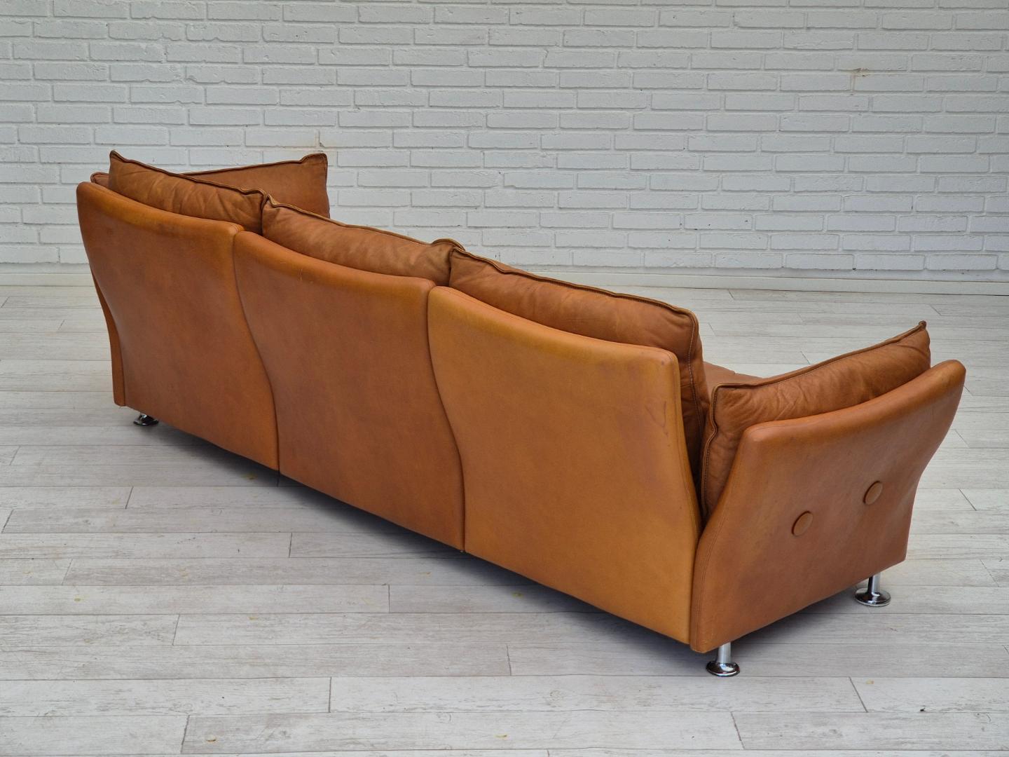 1970s, Danish 3 seater sofa, leather, original good condition.