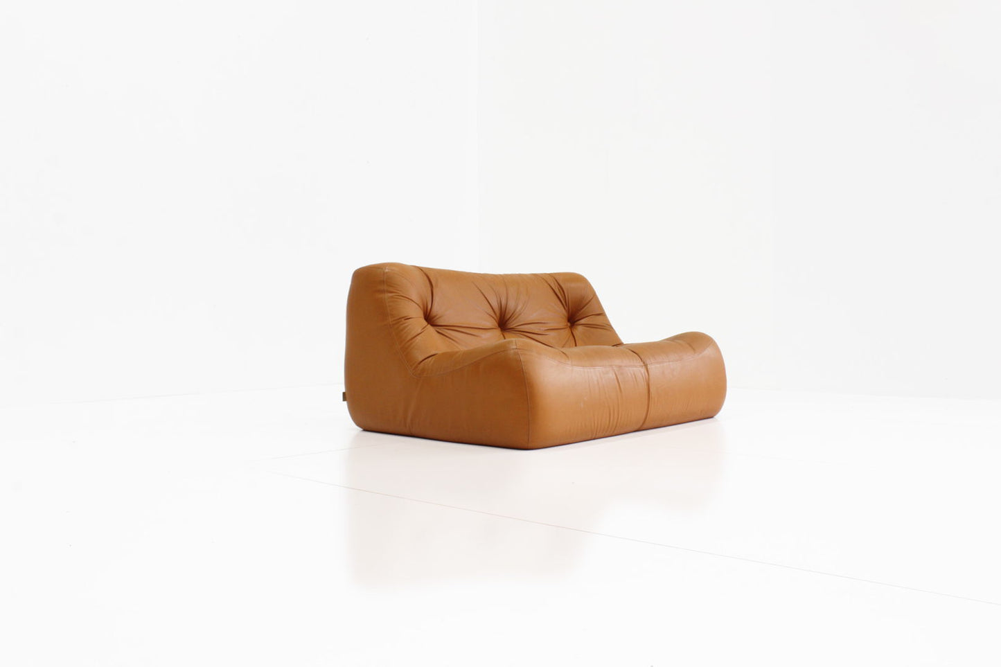 Cognac Leather Kali sofa by Michel Ducaroy for Ligne Roset