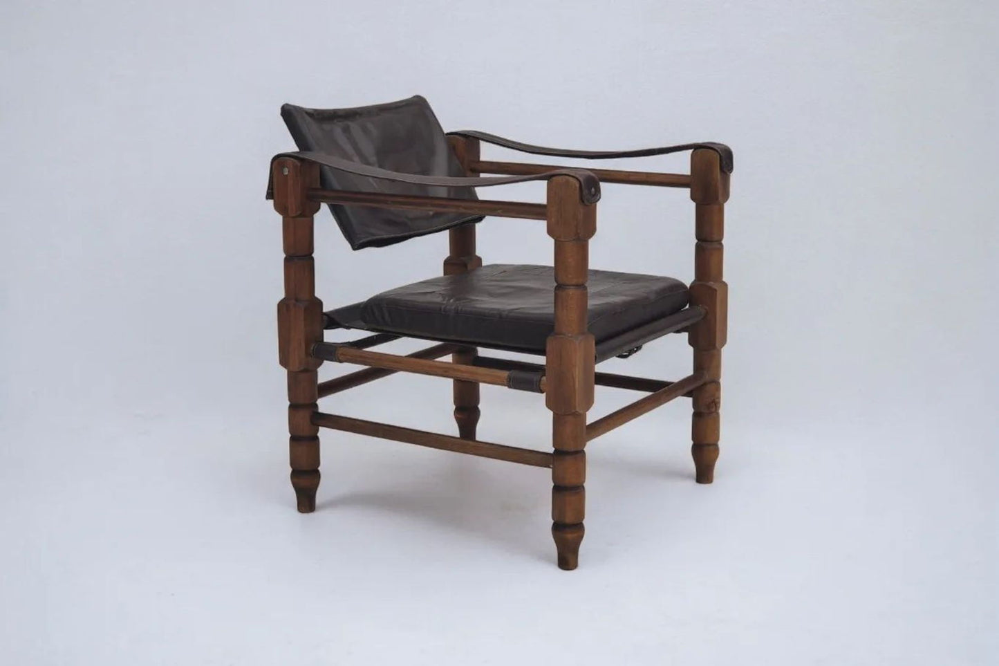 1960s, Scandinavian "Safari" lounge chair, original condition, leather, beech wood.