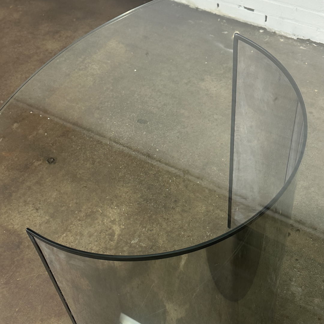 Dining table with glass top and steel legs Gallotti & Radice