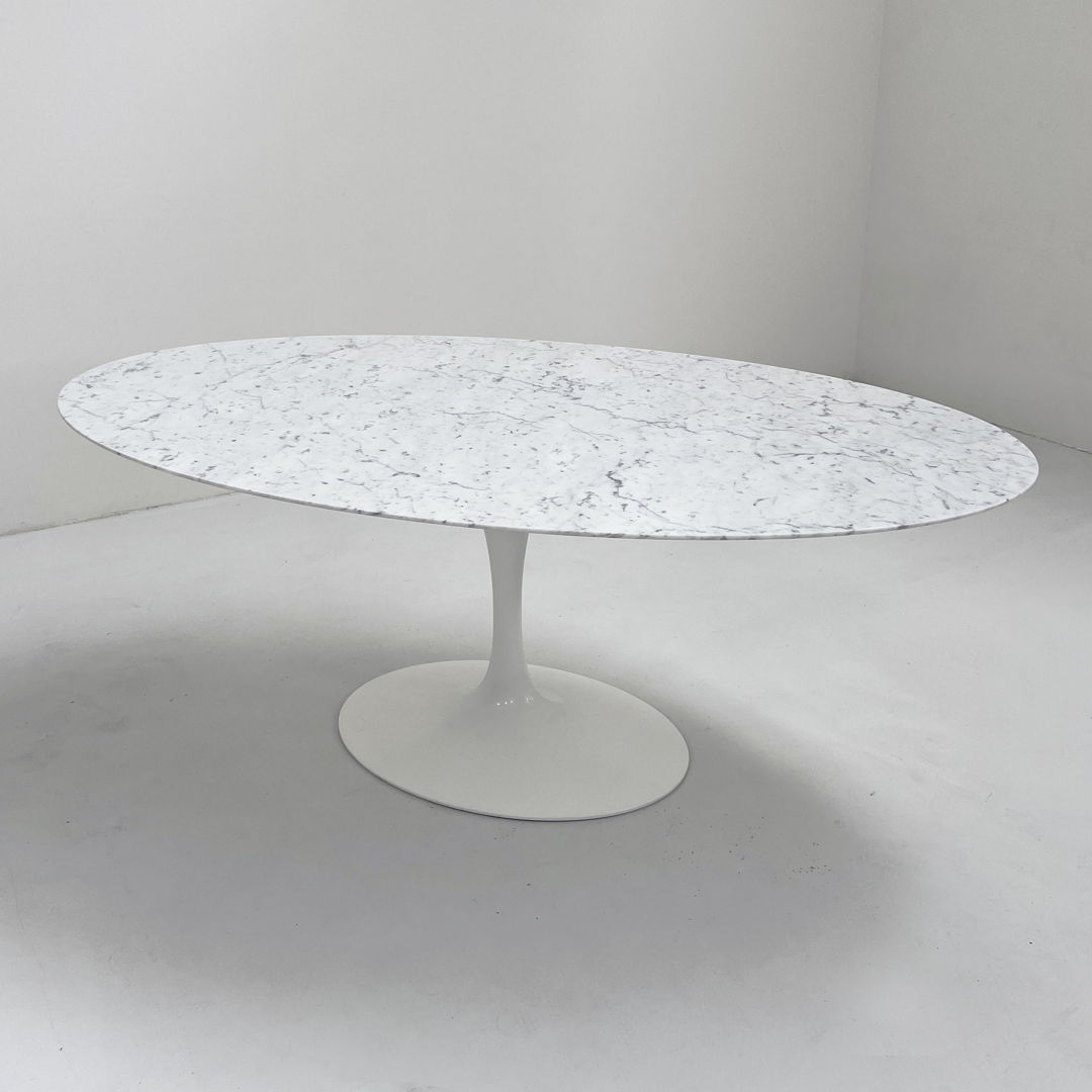 Marble Oval Tulip Dining Table 198 cm by Eero Saarinen for Knoll,
