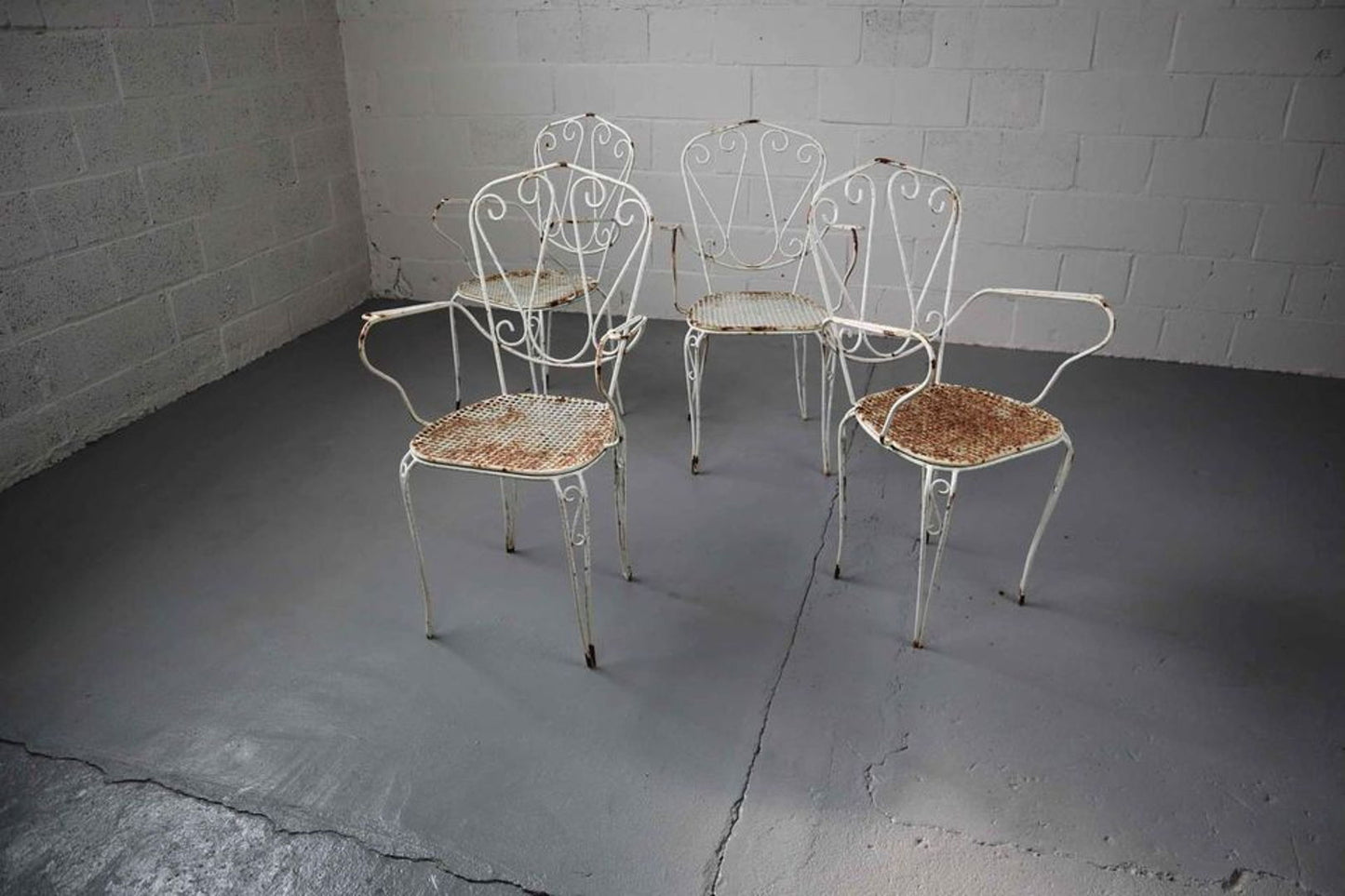 Set of Four Weathered Iron Garden Chairs