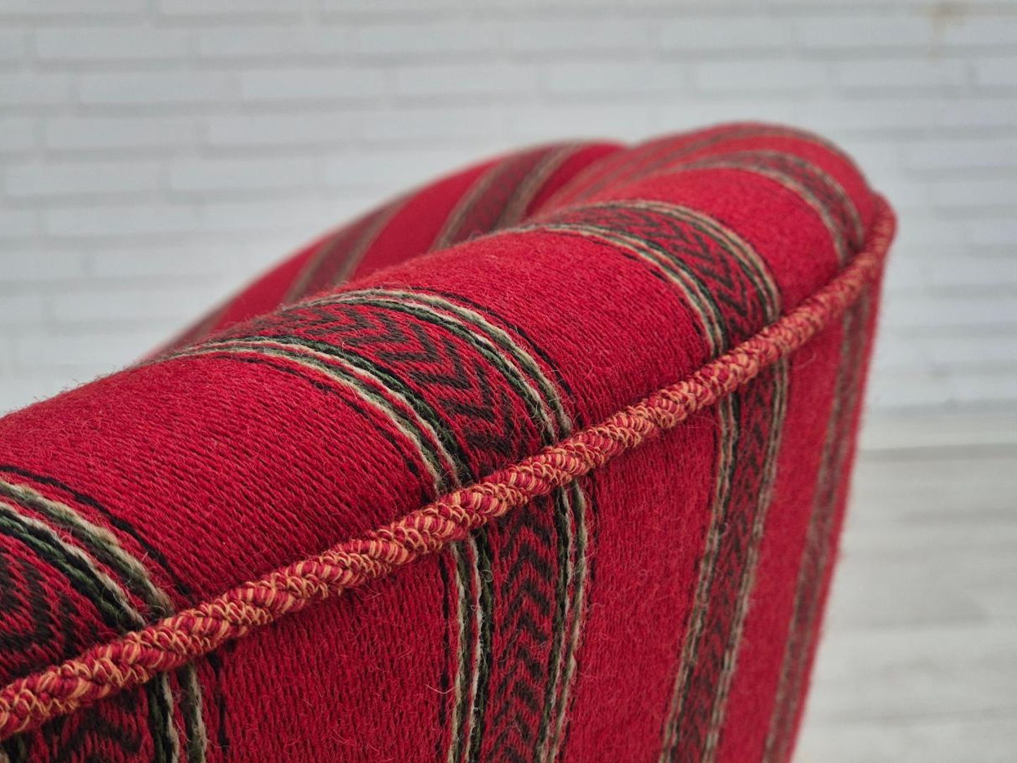 1950s, Danish lounge chair, original condition, red furniture wool.