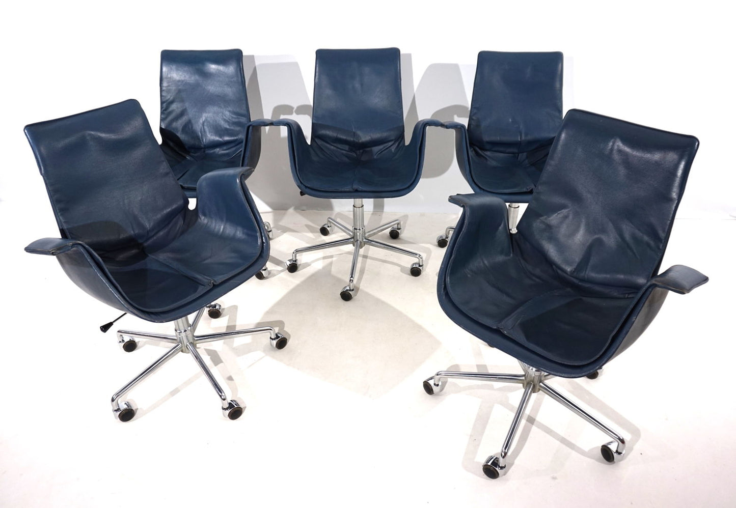 Set of 5 Kill International 6727 leather office chairs by Fabricius & Kastholm