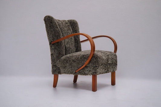 1950s, Danish design, refurbished armchair, geniue sheepskin "Wellington".