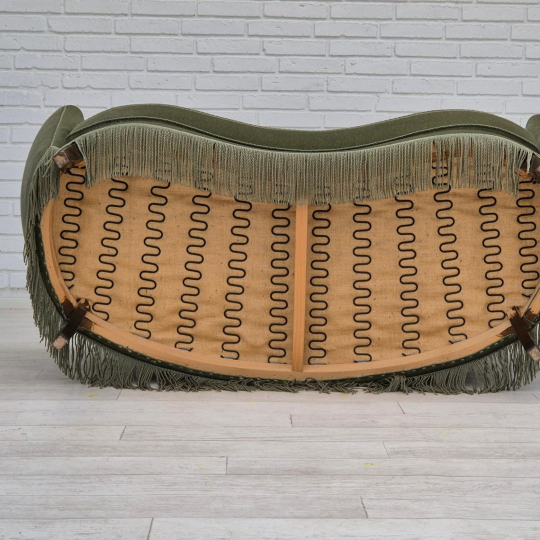 1970s, Danish 2 seater "Banana" sofa, original condition, furniture velour, beech wood.