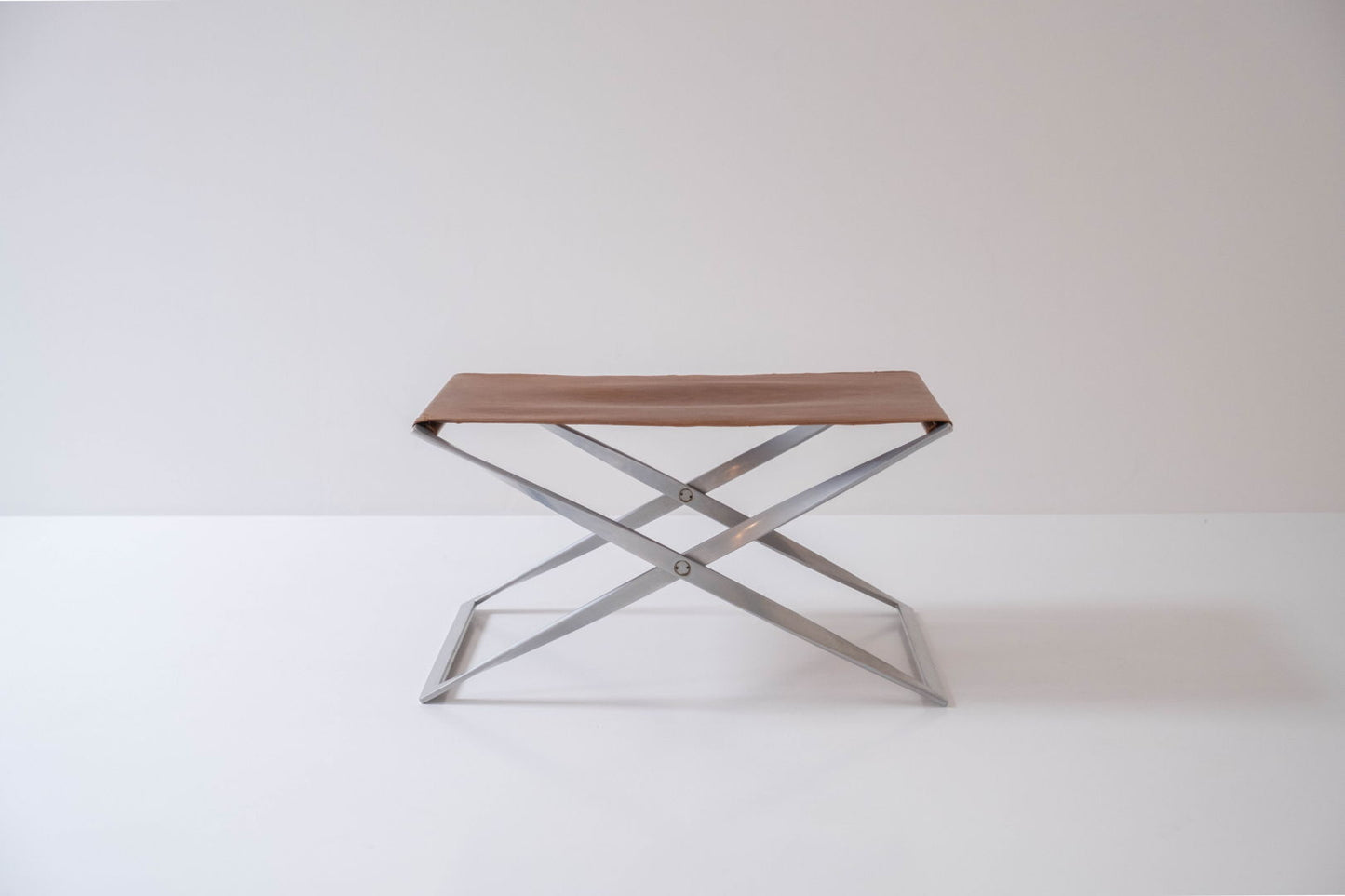 Iconic PK 91 folding stool designed by Poul Kjærholm and manufactured by E. Kold Christensen, Denmark 1961.