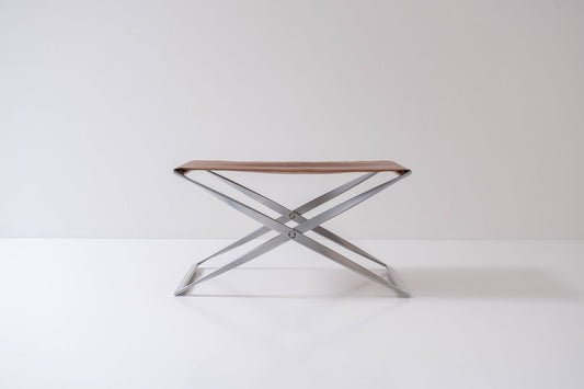 Iconic PK 91 folding stool designed by Poul Kjærholm and manufactured by E. Kold Christensen, Denmark 1961.