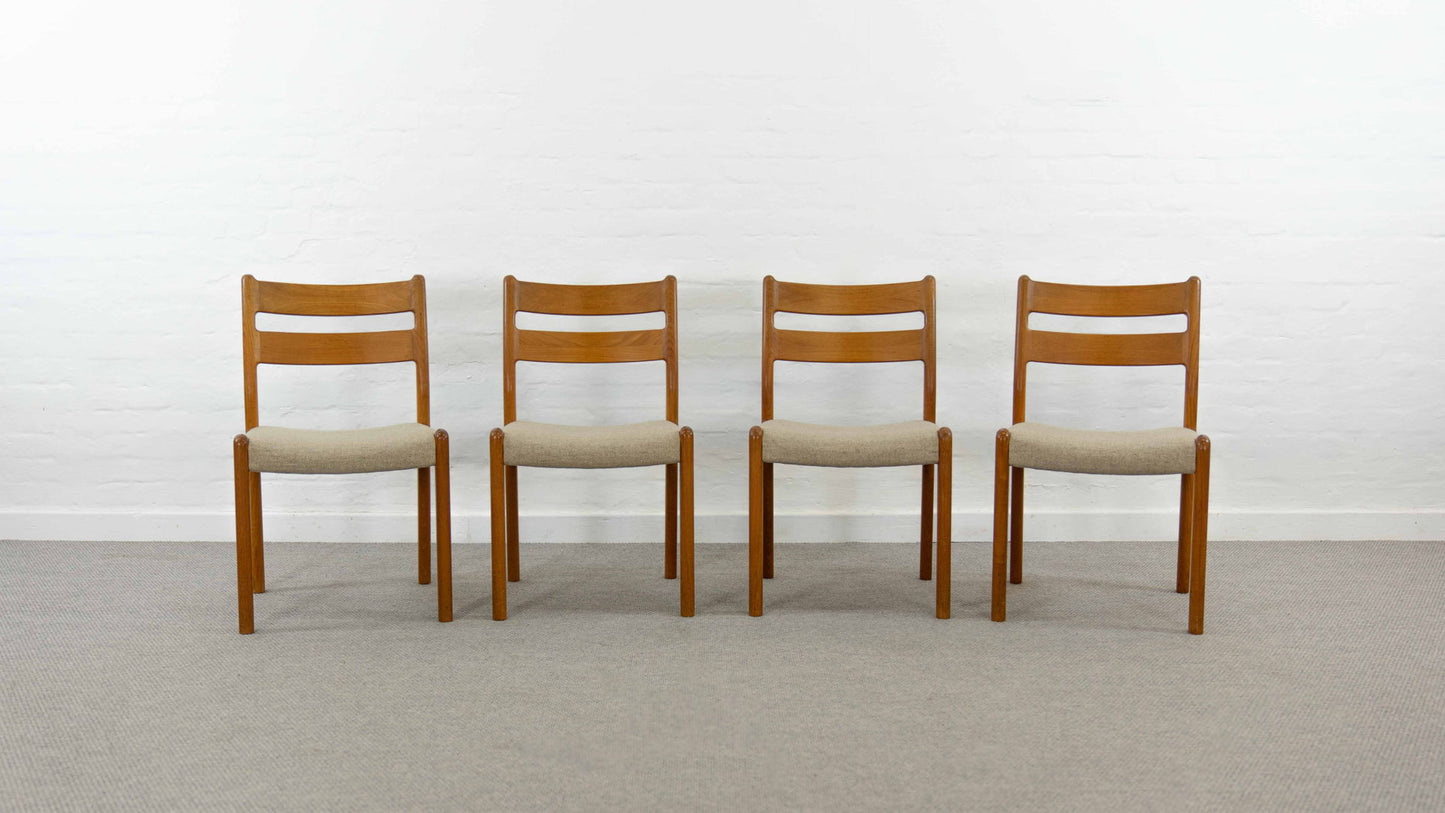 MID-CENTURY TEAK DINING CHAIRS BY EMC-Mobler, DENMARK, 60S, SET OF 4