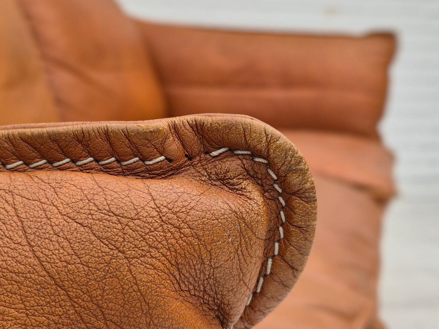 1970s, Danish 3 seater sofa, leather, original good condition.