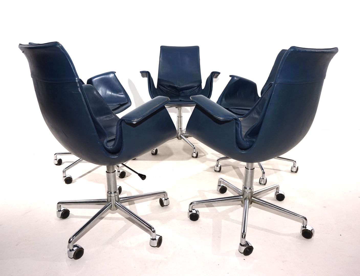 Set of 5 Kill International 6727 leather office chairs by Fabricius & Kastholm