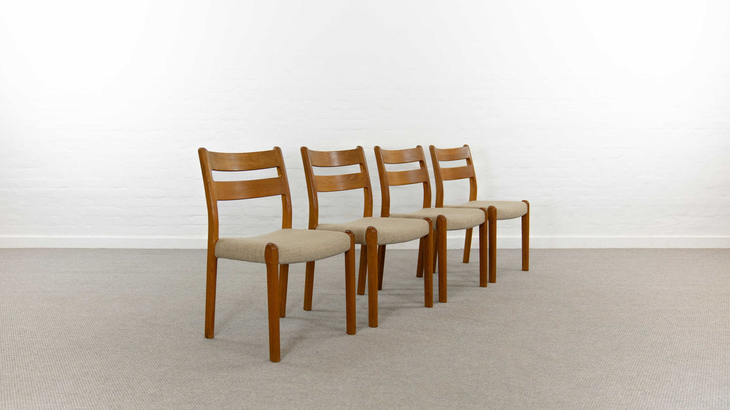 MID-CENTURY TEAK DINING CHAIRS BY EMC-Mobler, DENMARK, 60S, SET OF 4