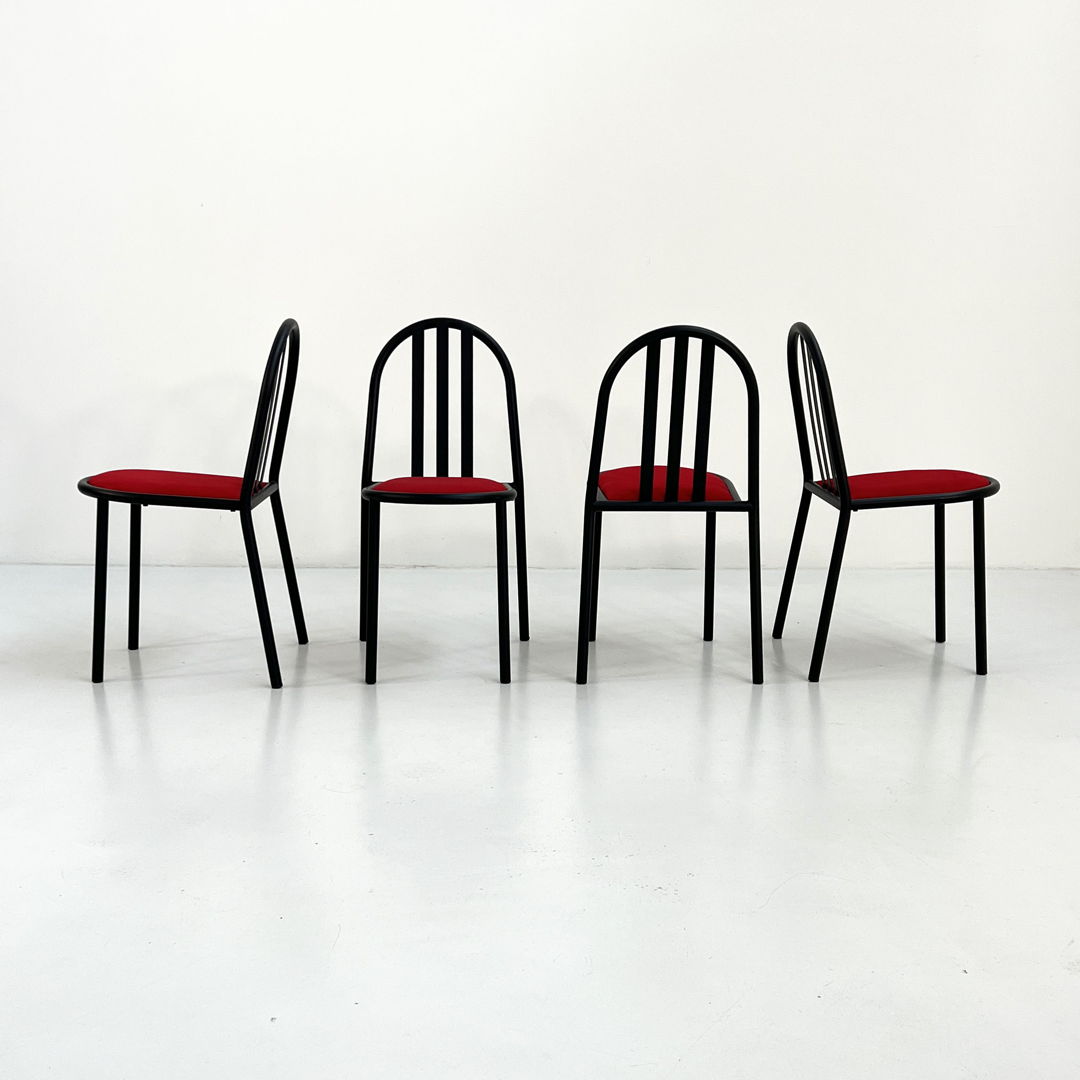 4 Red Fabric No.222 Chairs by Robert Mallet-Stevens for Pallucco Italia, 1980s