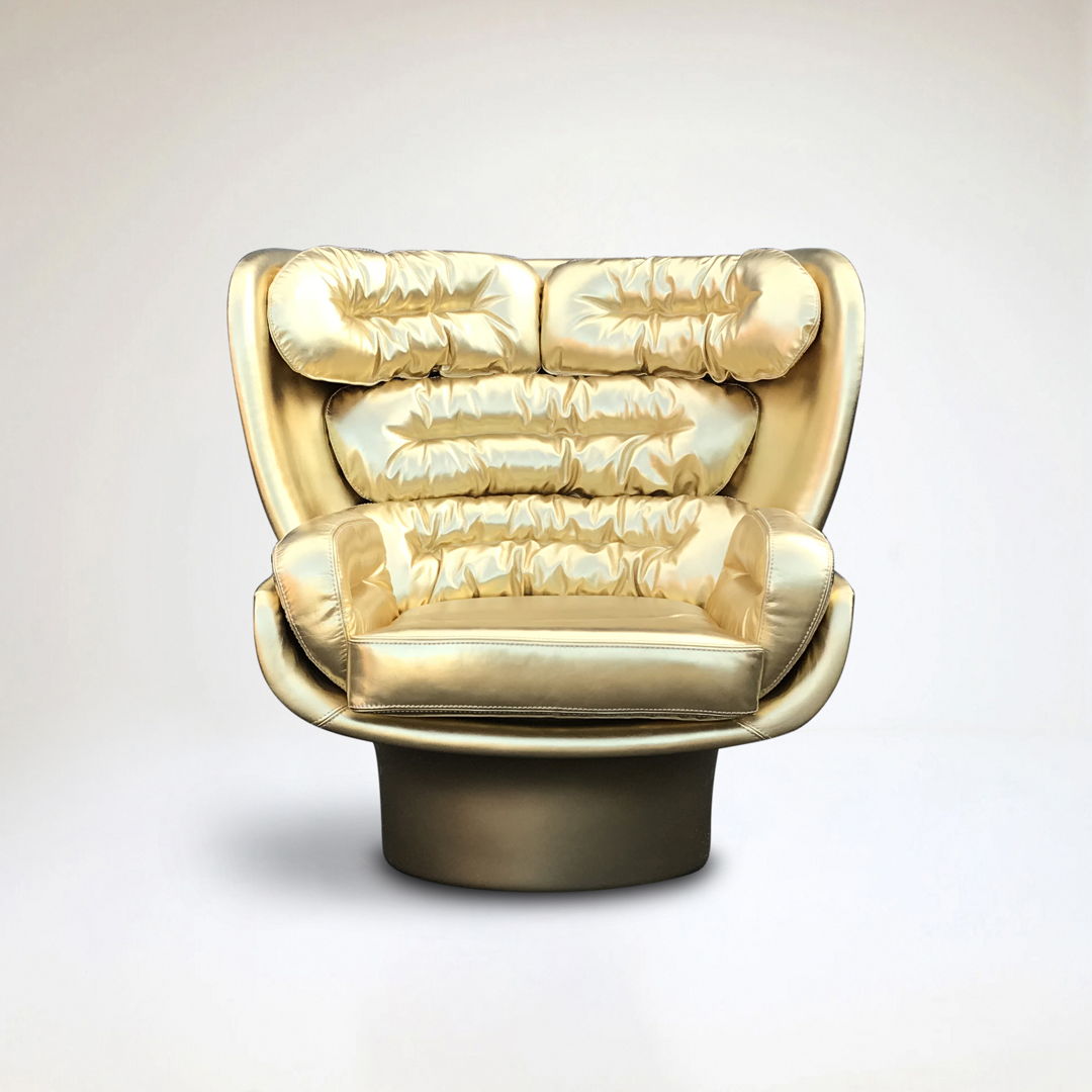 Golden Elda chair by Joe Colombo for Longhi Italy Limited edition 7/20