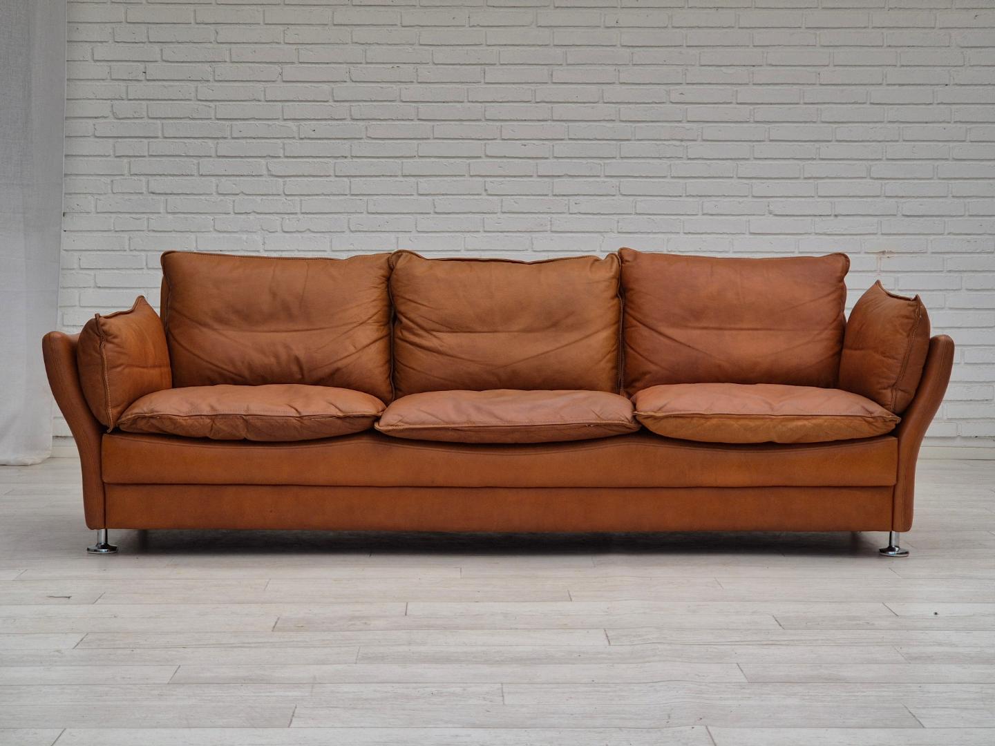 1970s, Danish 3 seater sofa, leather, original good condition.