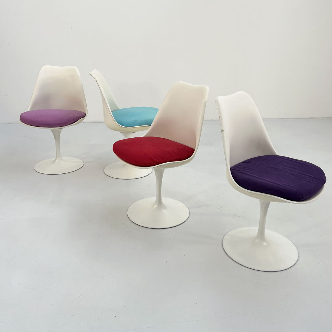 Set of 4 Multicolour Swivel Tulip Dining Chairs by Eero Saarinen for Knoll, 1960