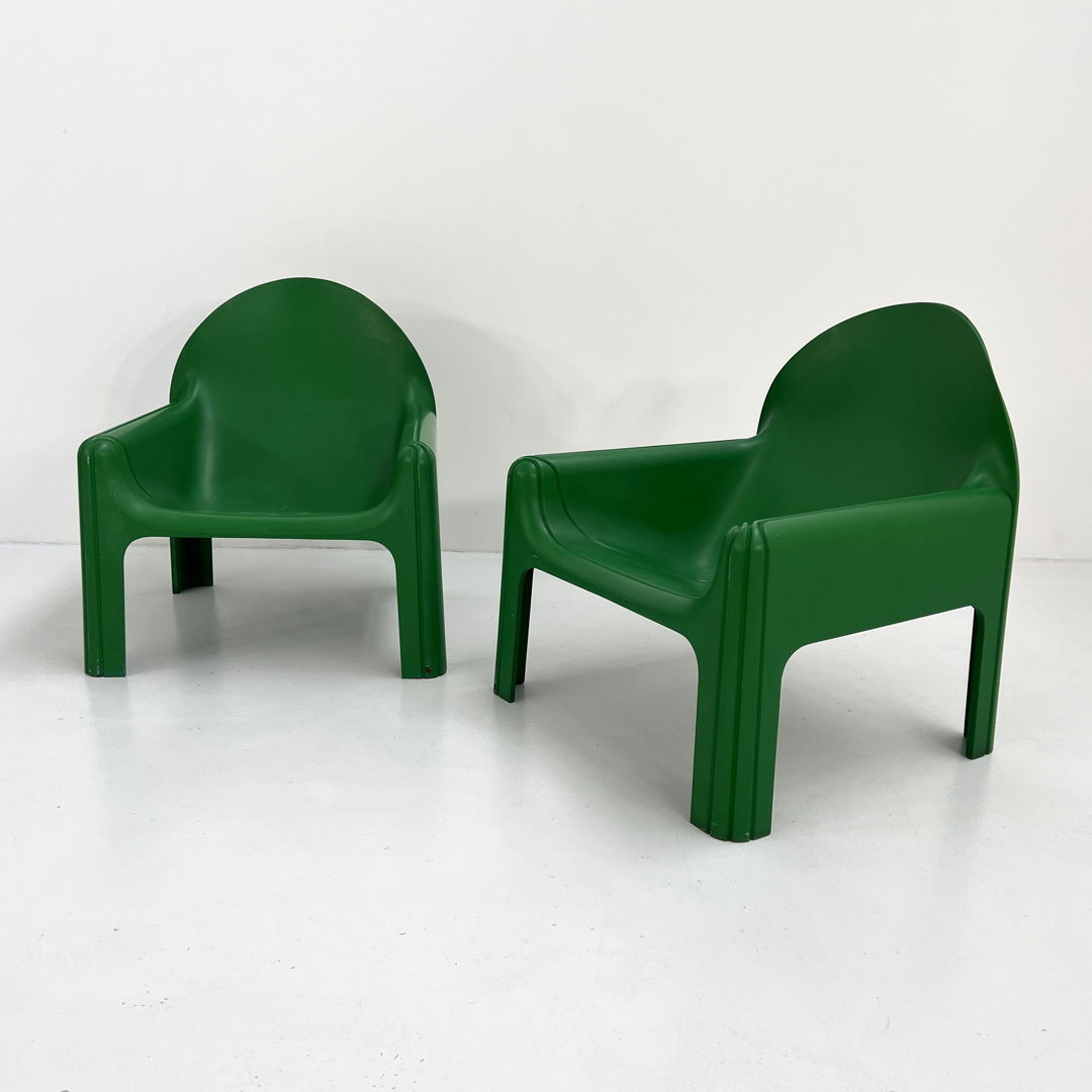 Pair of Green Model 4794 Lounge Chairs by Gae Aulenti for Kartell, 1970s