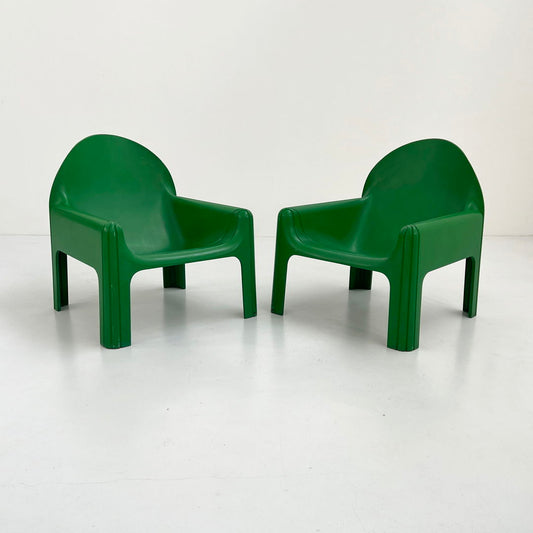 Pair of Green Model 4794 Lounge Chairs by Gae Aulenti for Kartell, 1970s