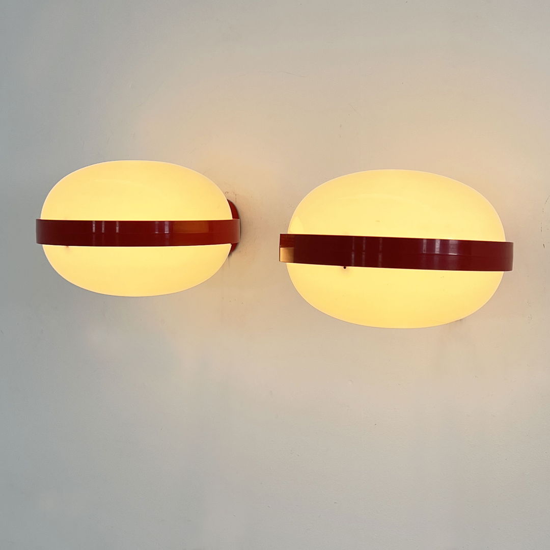 Pair of Red KD33 E Wall Lamp by Gianemilio Piero & Anna Monti for Kartell, 1960s