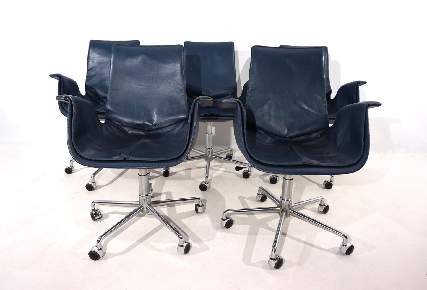 Set of 5 Kill International 6727 leather office chairs by Fabricius & Kastholm