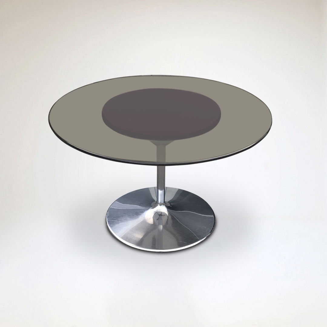 Tulip glass and metal space age dining table by Chromcraft USA 1970s