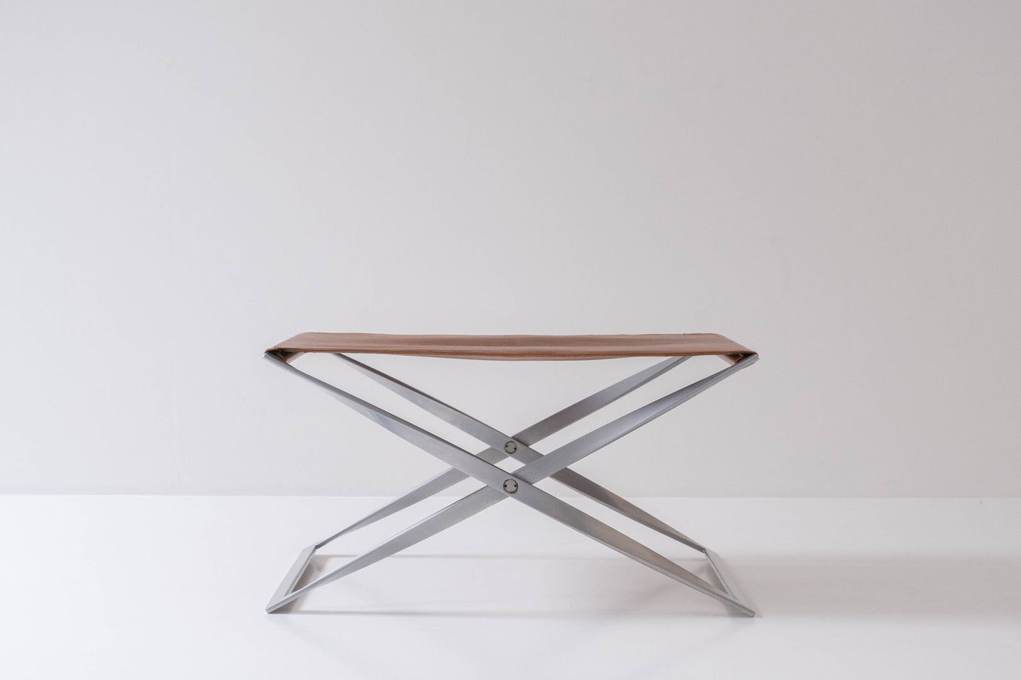 Iconic PK 91 folding stool designed by Poul Kjærholm and manufactured by E. Kold Christensen, Denmark 1961.