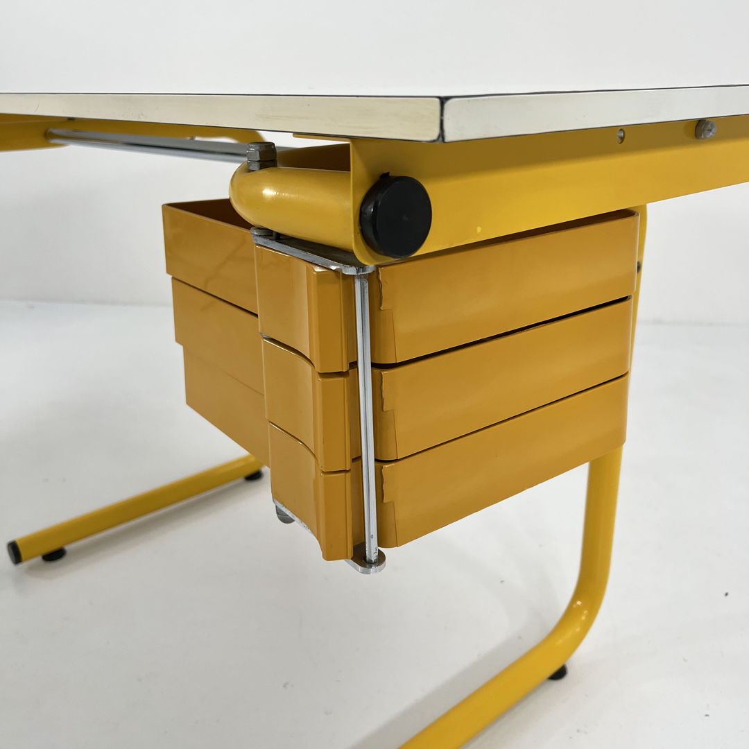 Yellow Drafting Table/Desk by Joe Colombo for Bieffeplast, 1970s