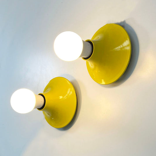 Pair of Yellow Teti Wall Lamps by Vico Magistretti for Artemide, 1970s
