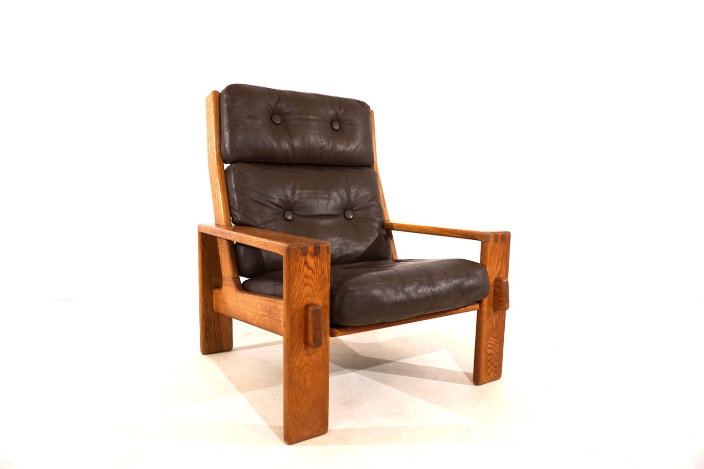 Asko Bonanza brown high-back leather armchair by Esko Pajamies