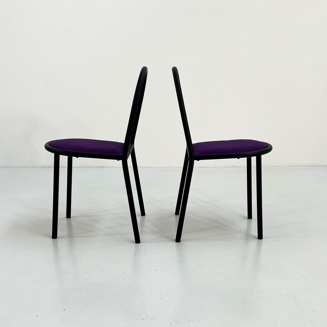 4 Purple Fabric No.222 Chairs by Robert Mallet-Stevens for Pallucco Italia, 1980