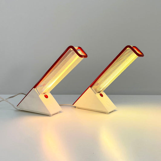Pair Geometric Neon Table Lamp from Philips, 1980s