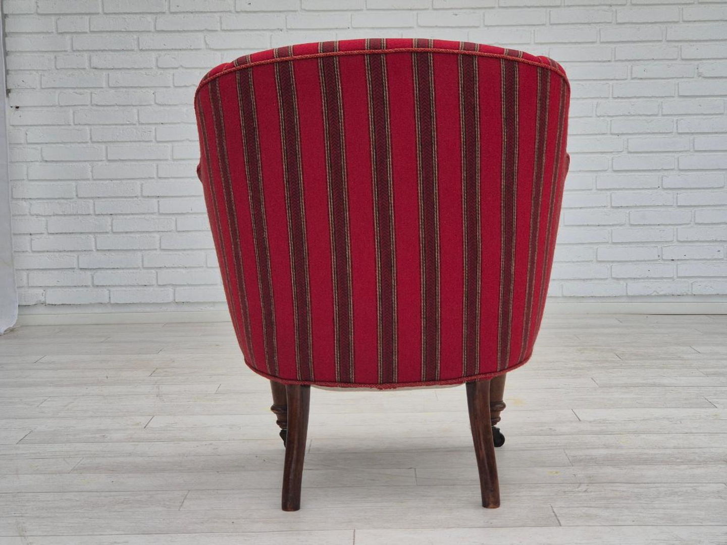 1950s, Danish lounge chair, original condition, red furniture wool.