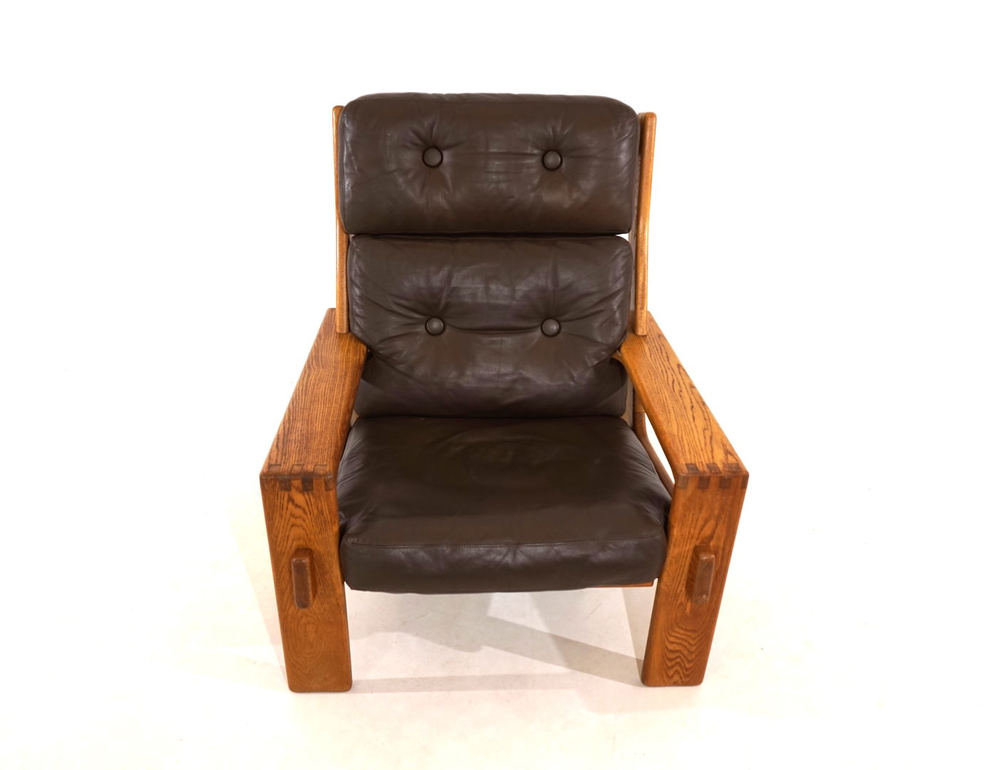 Asko Bonanza brown high-back leather armchair by Esko Pajamies